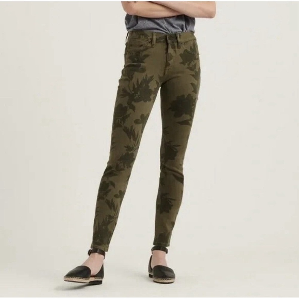 Lucky Brand Mid Rise skinny Ava Ankle Jeans Womens Size 28 Army Green Floral 6